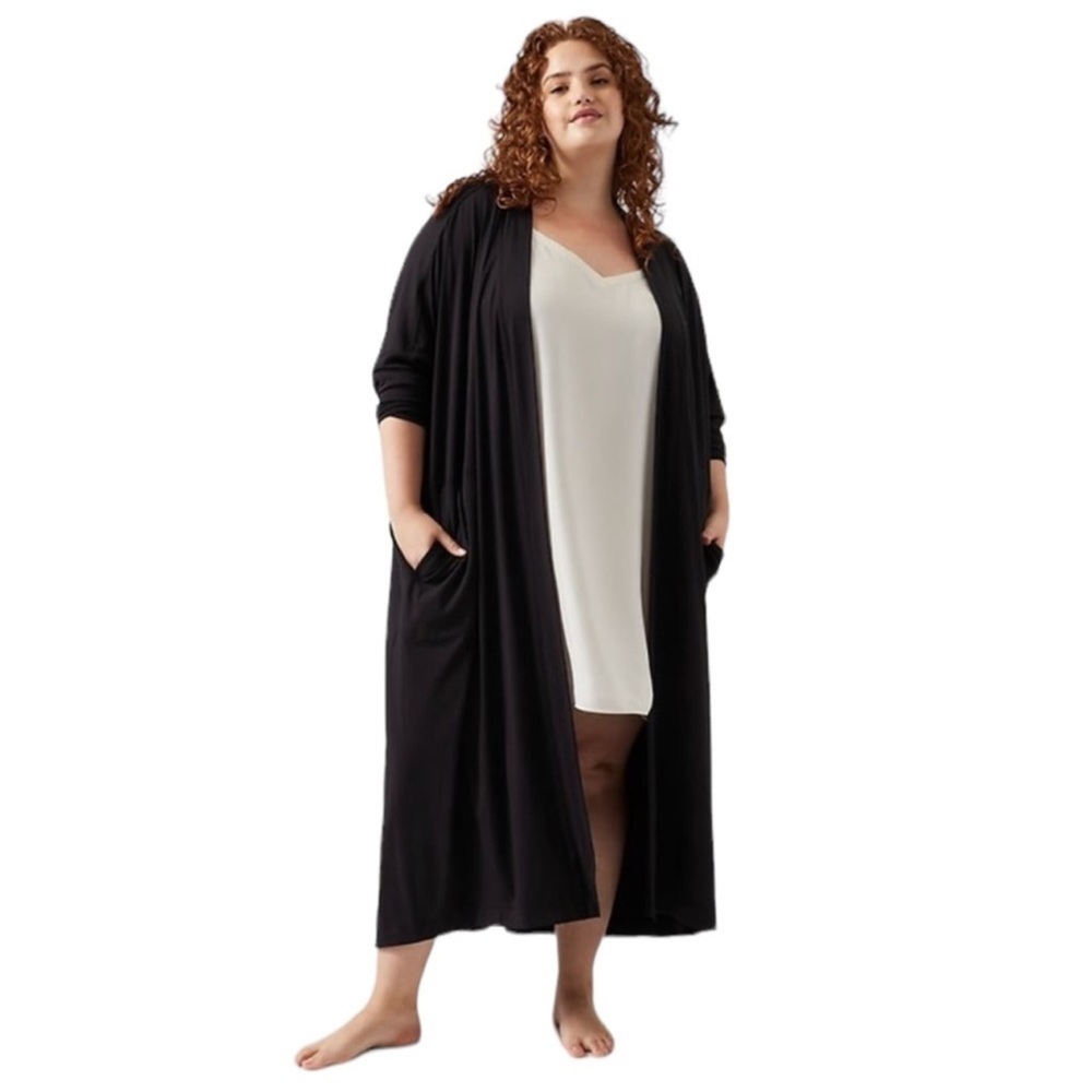 Athleta Modal Full Length Robe Lounge Black S/M
